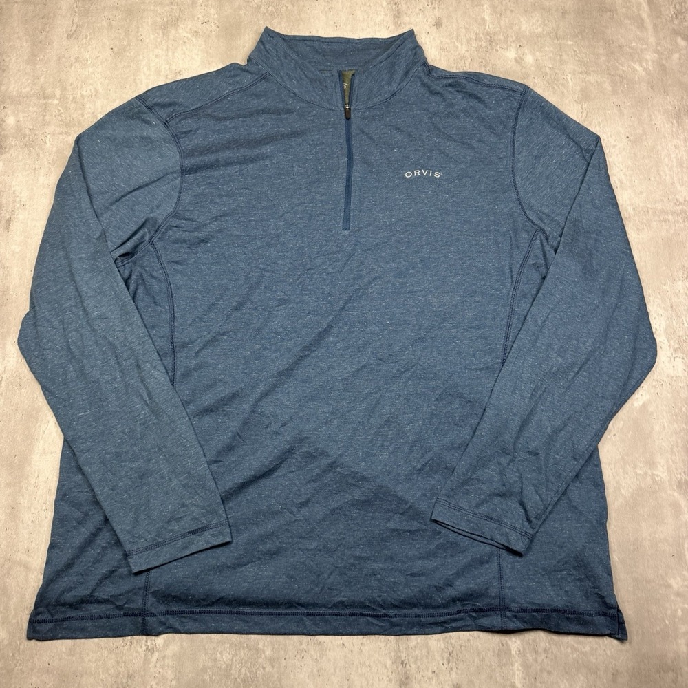 ORVIS Mens Long Sleeve Quarter Zip Lightweight Pullover Shirt Blue Size XL